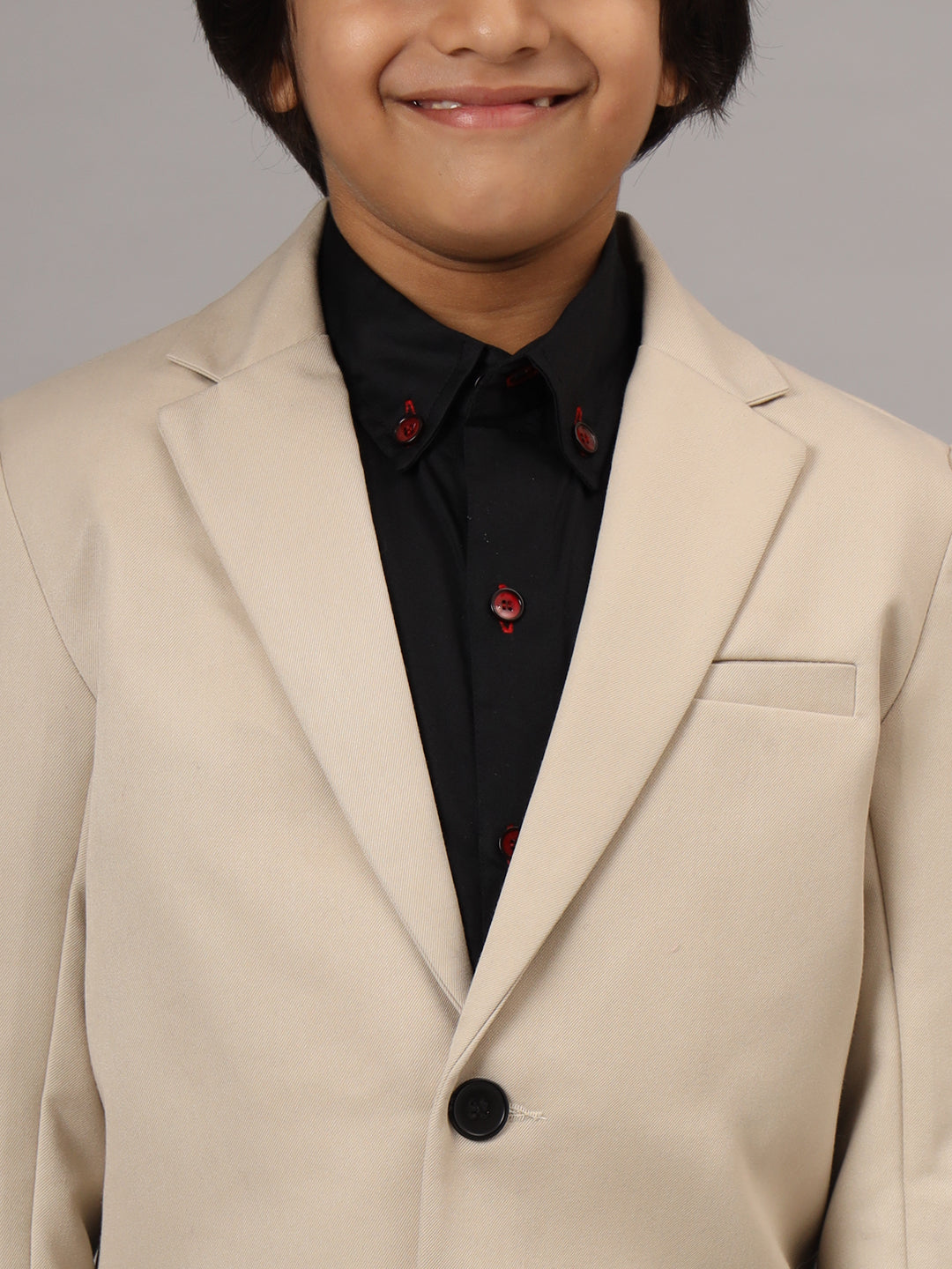 Boys Solid Beige Blazer - Tahvo India