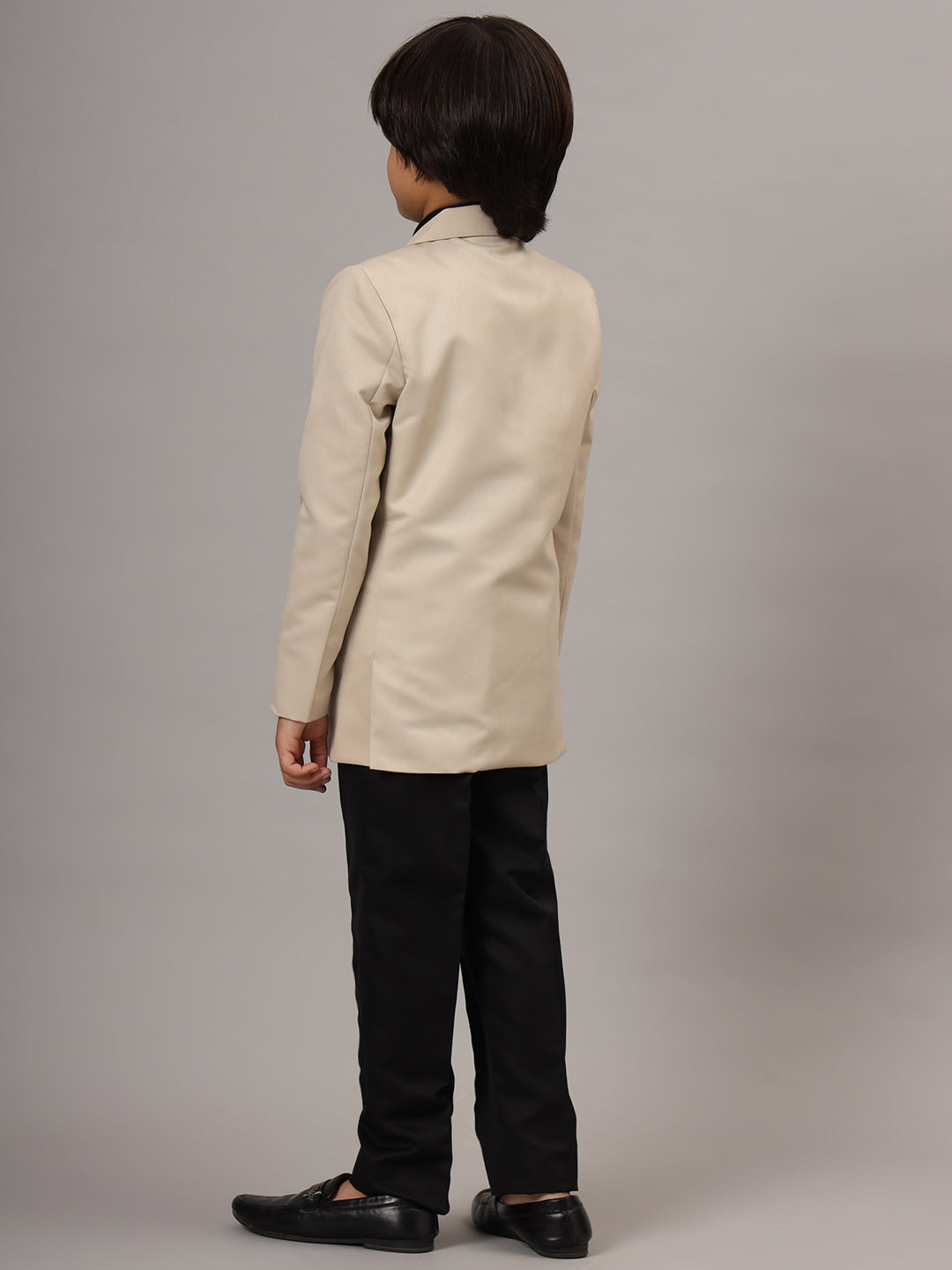 Boys Solid Beige Blazer - Tututree