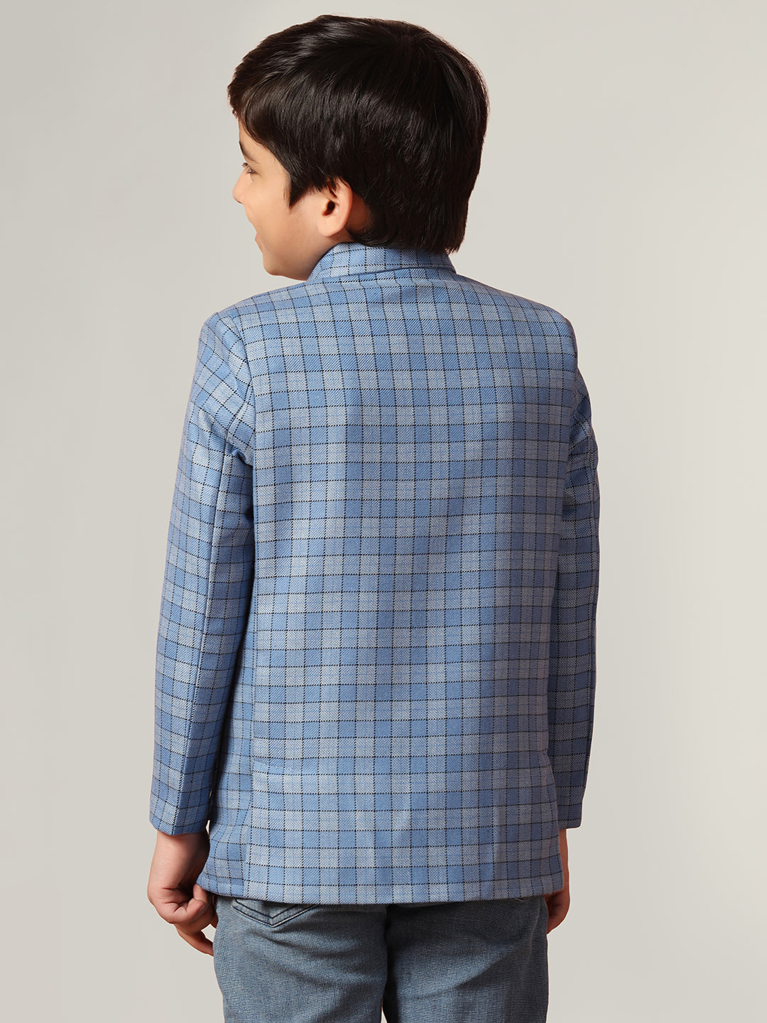Blue Tweed Checkecd Jacket - Tahvo India