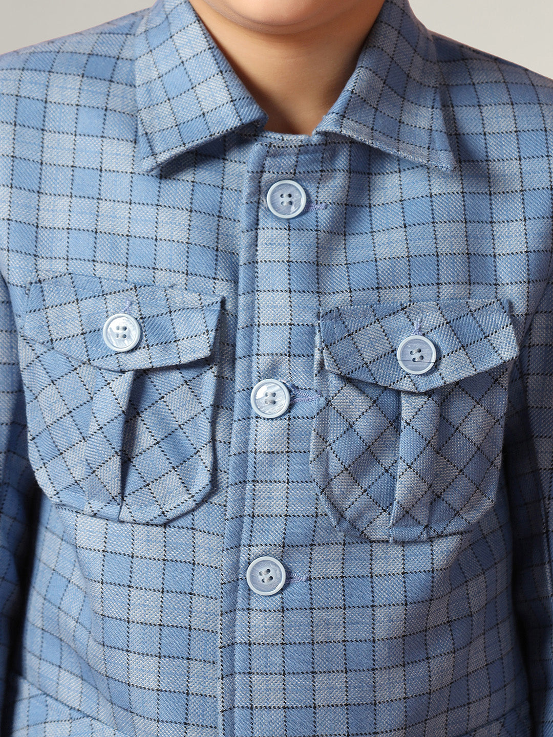 Blue Tweed Checkecd Jacket - Tahvo India