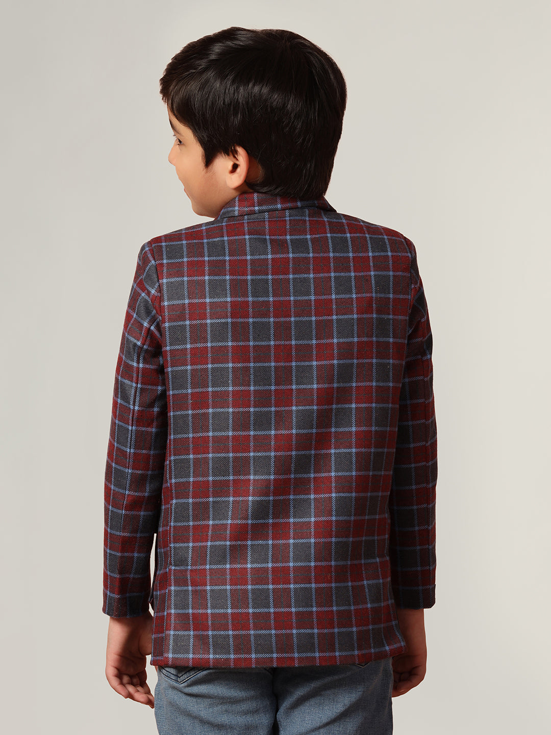 Purple Tweed Checked Jacket - Tahvo India