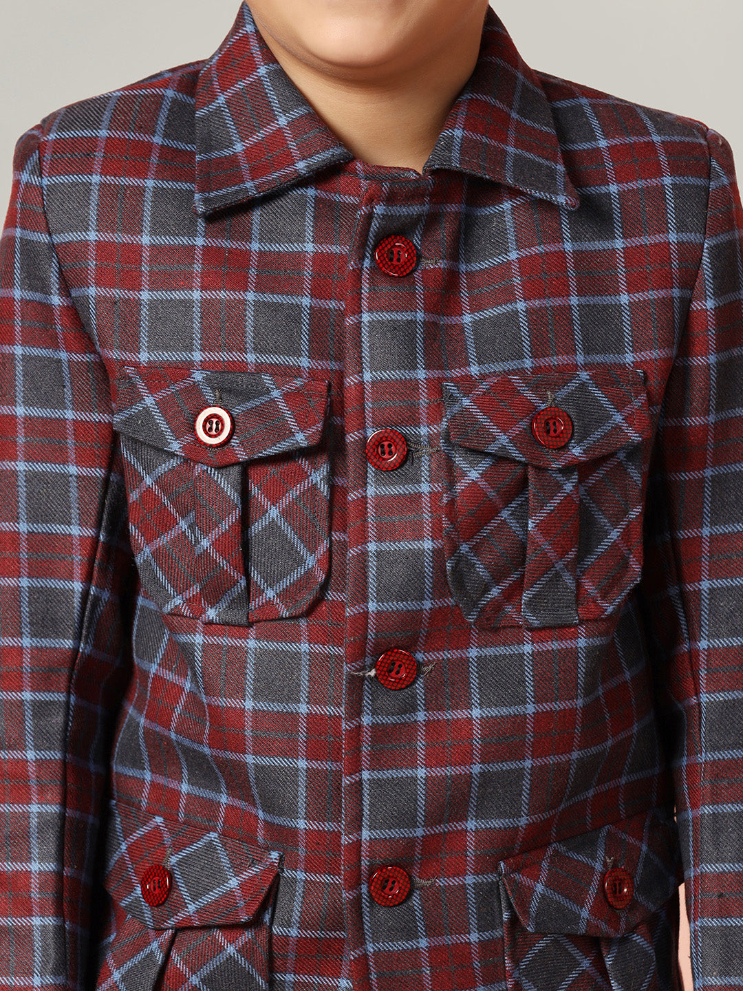 Purple Tweed Checked Jacket - Tahvo India