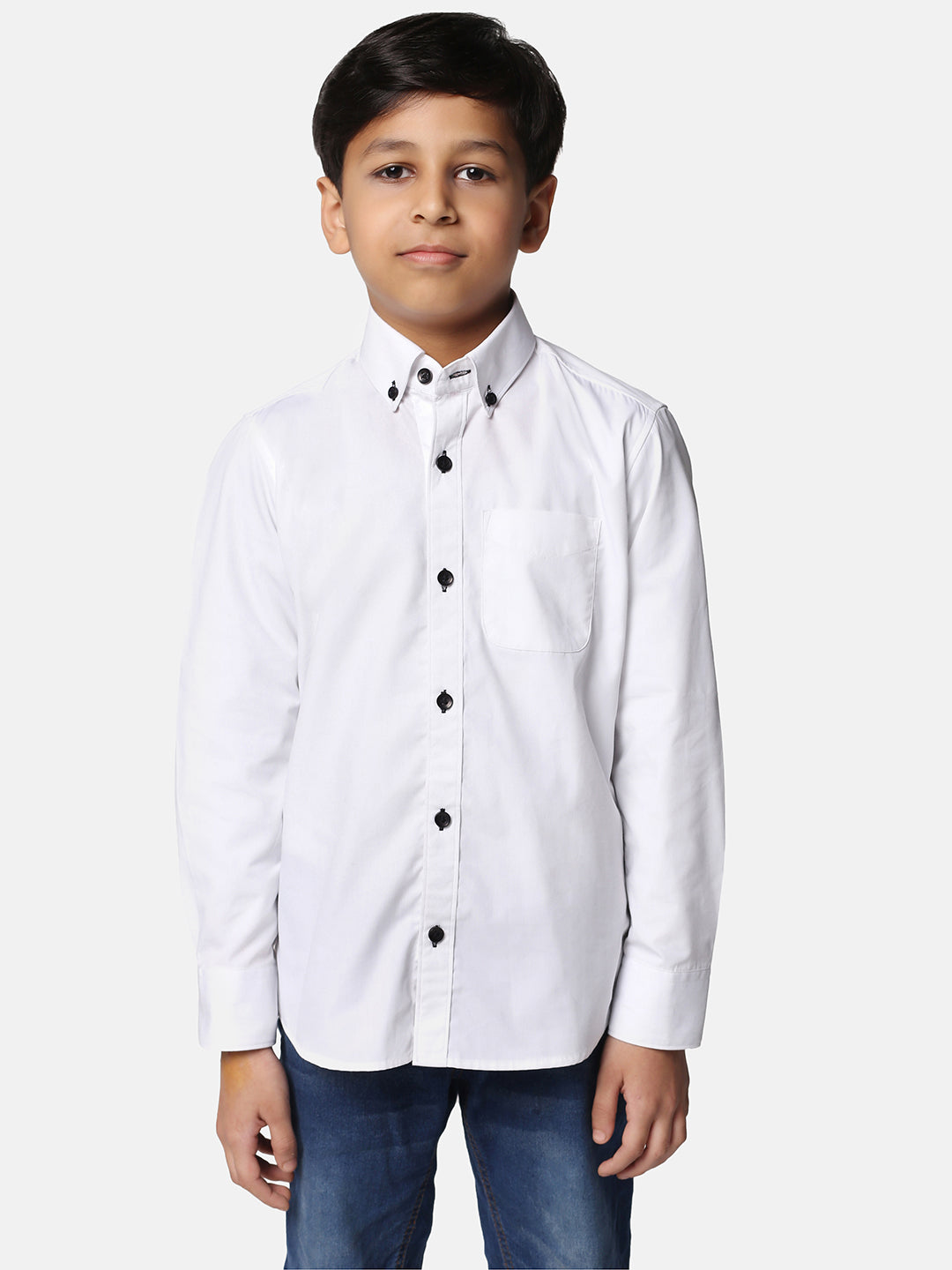 Kids White Solid Shirt - Tahvo India