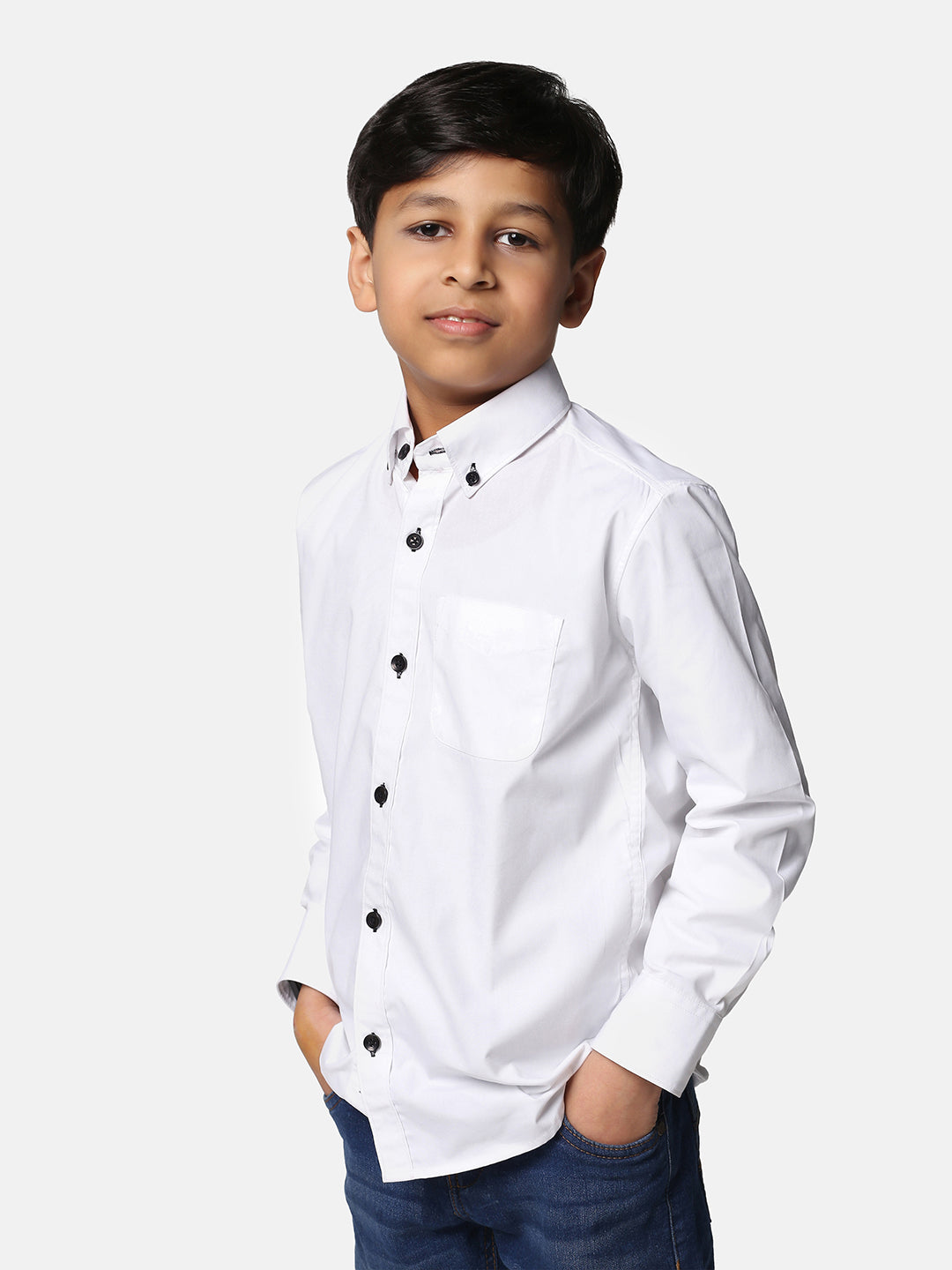 Kids White Solid Shirt - Tahvo India