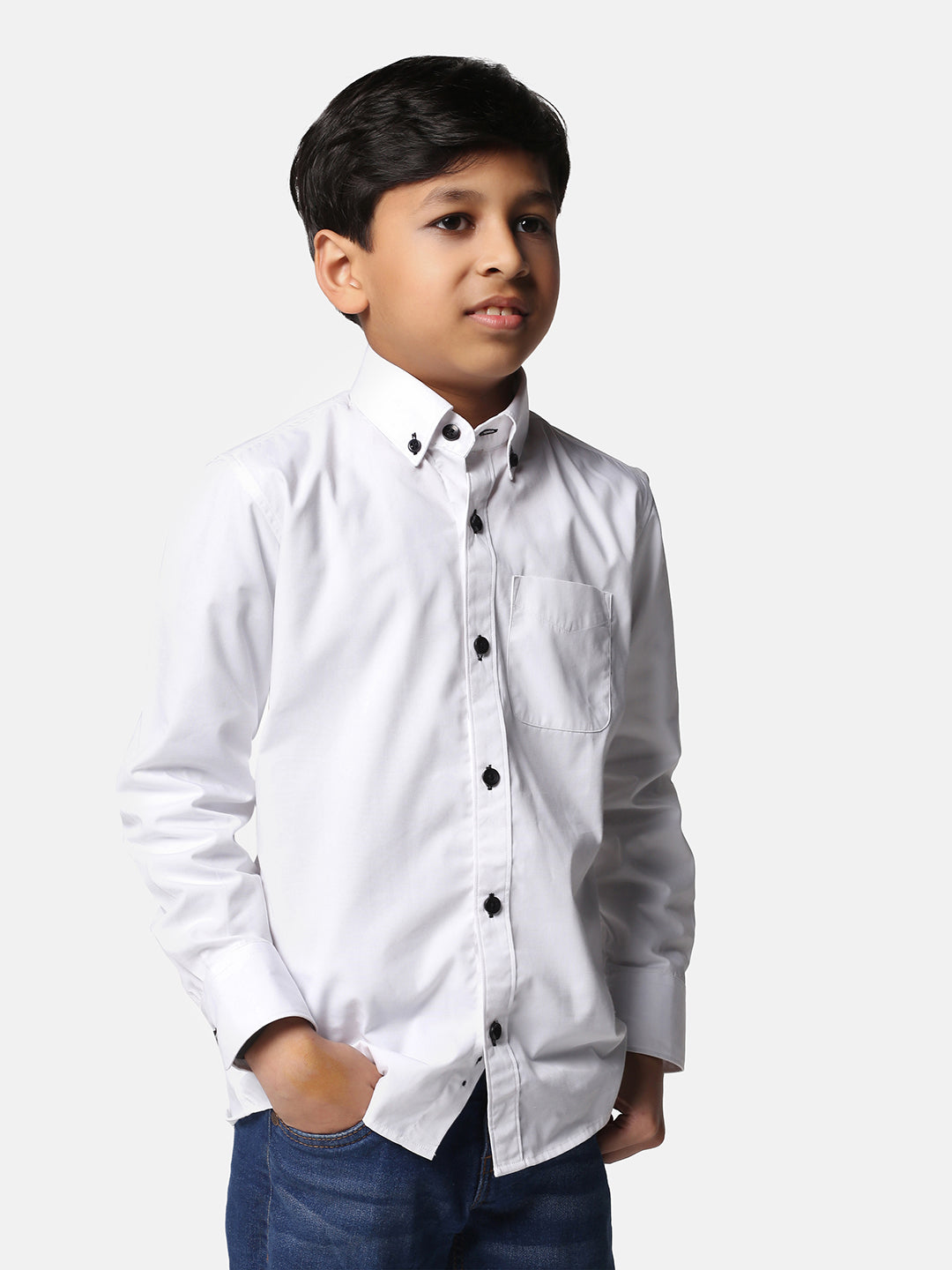 Kids White Solid Shirt - Tahvo India