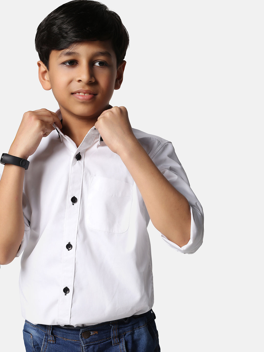 Kids White Solid Shirt - Tahvo India