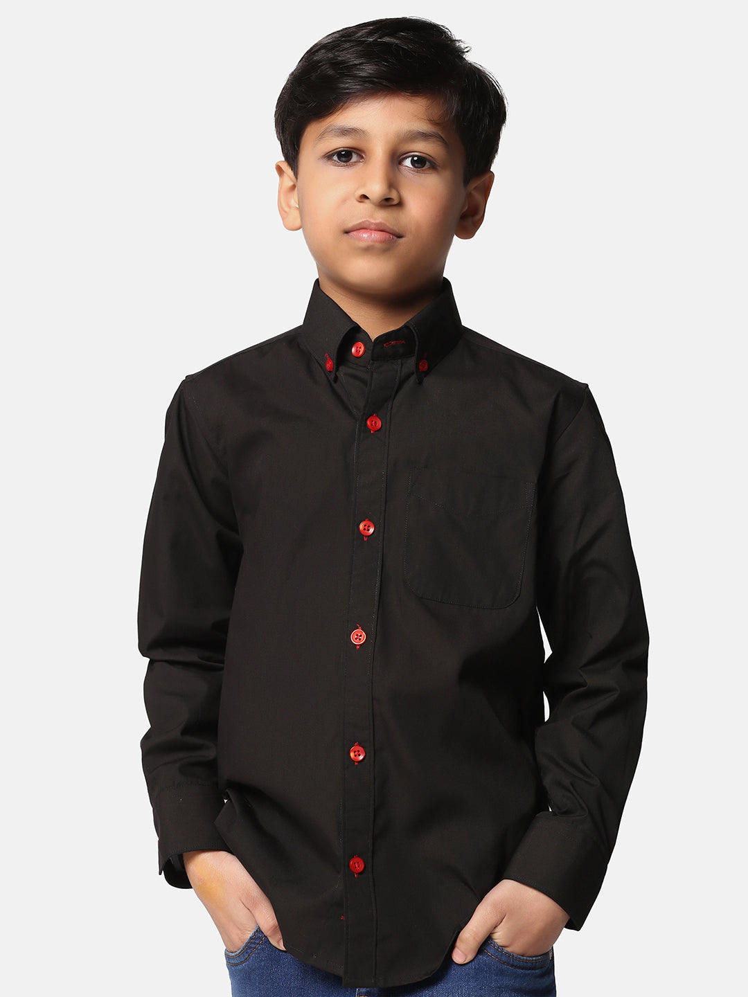 Kids Black Solid Shirt - Tahvo India