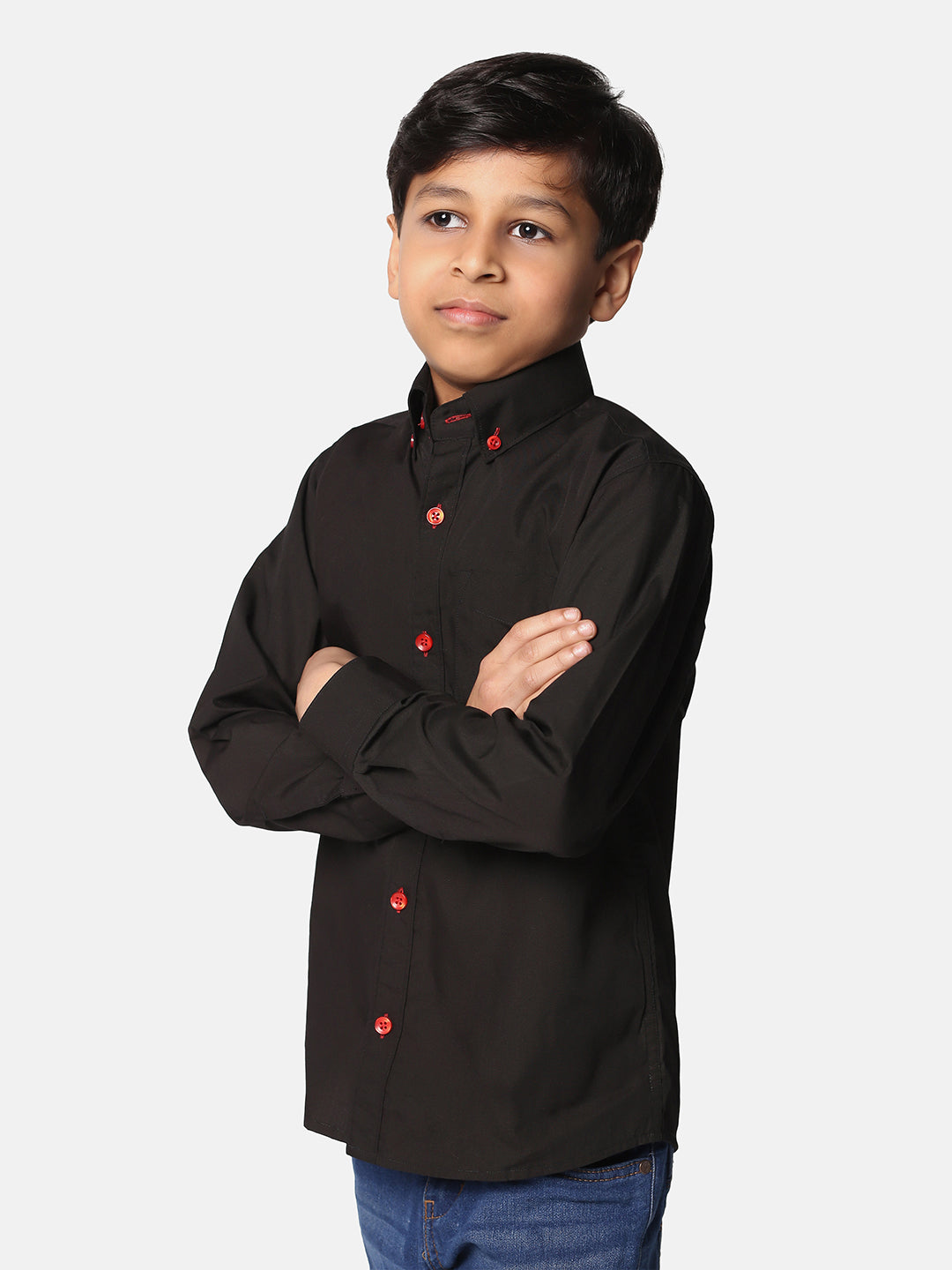 Kids Black Solid Shirt - Tahvo India