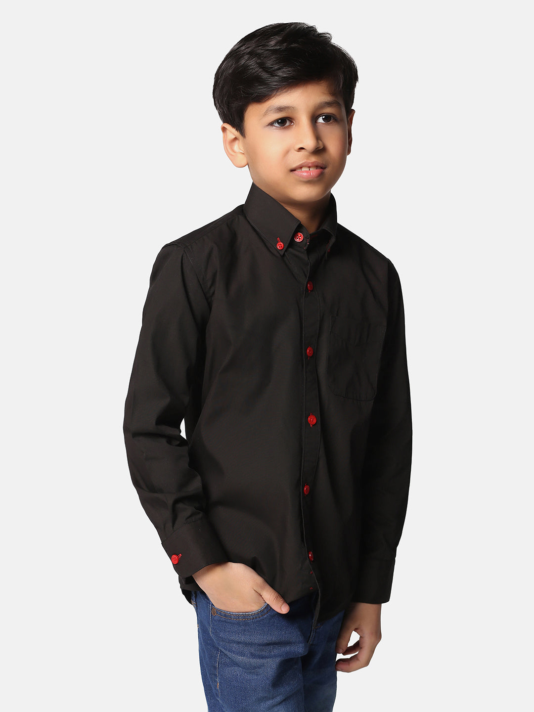 Kids Black Solid Shirt - Tahvo India