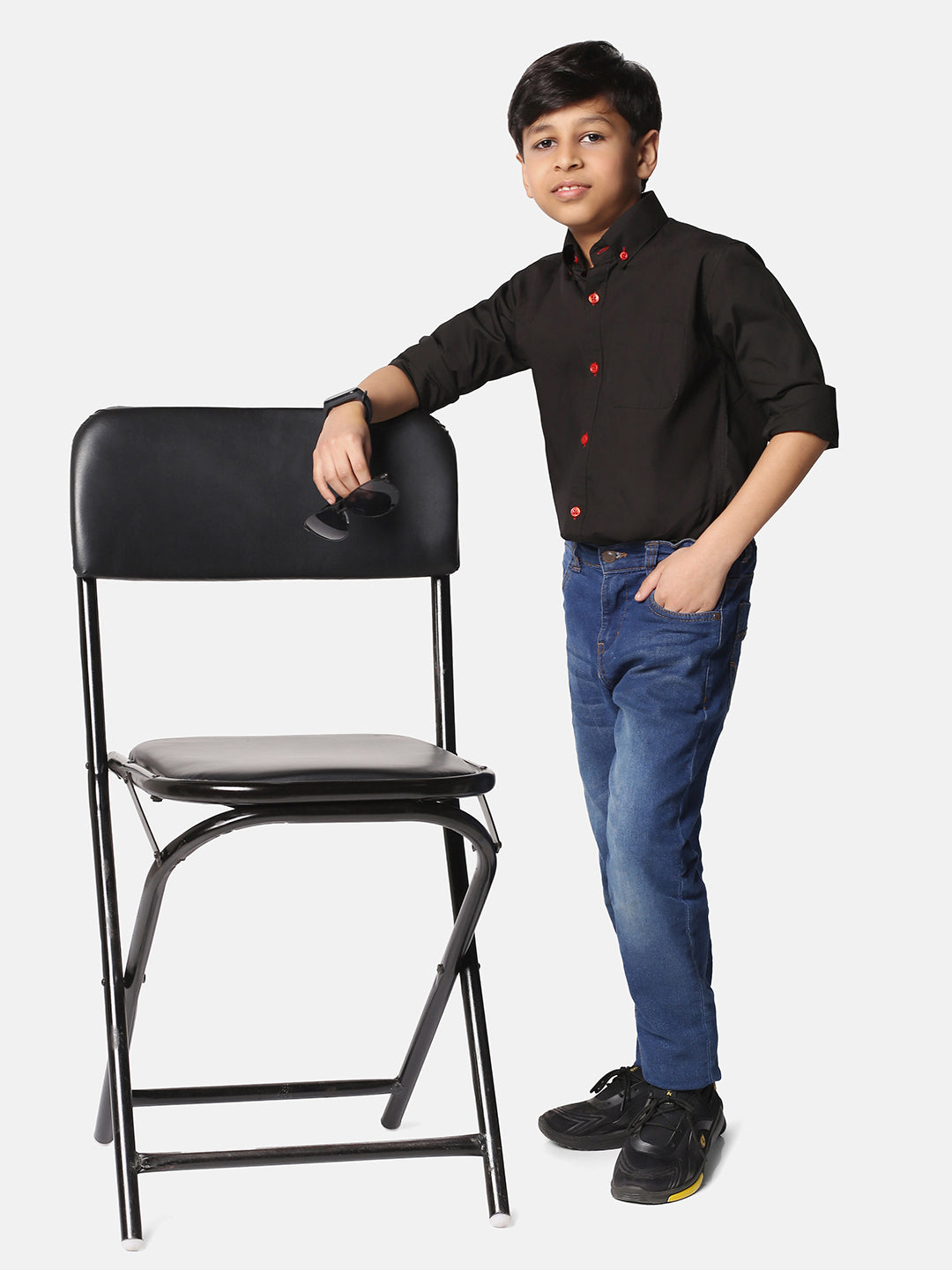 Kids Black Solid Shirt - Tahvo India