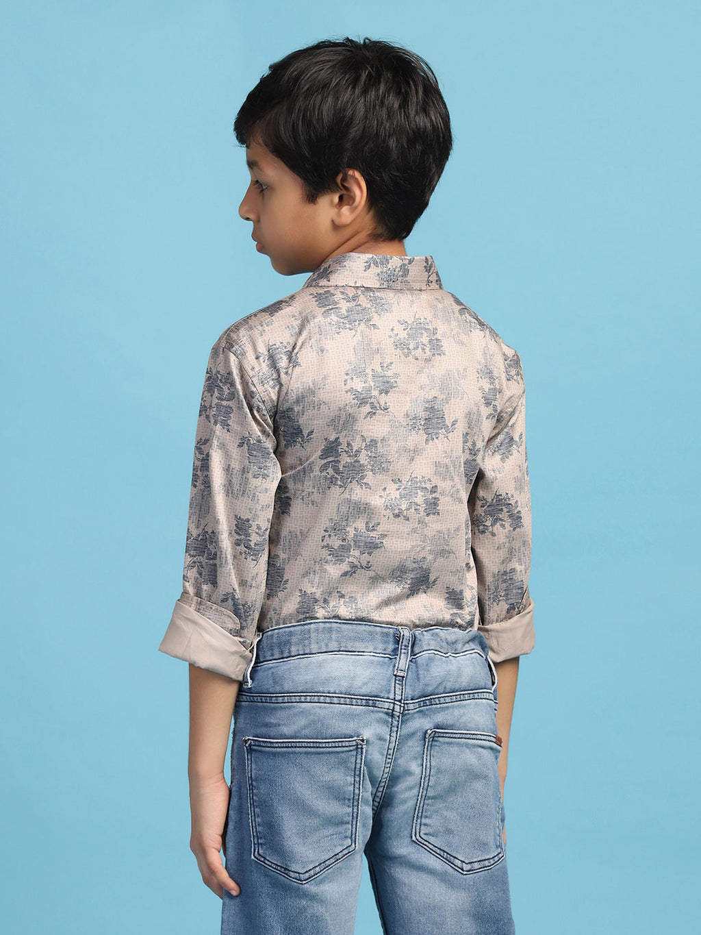 Boys Grey Printed Shirt - Tahvo India