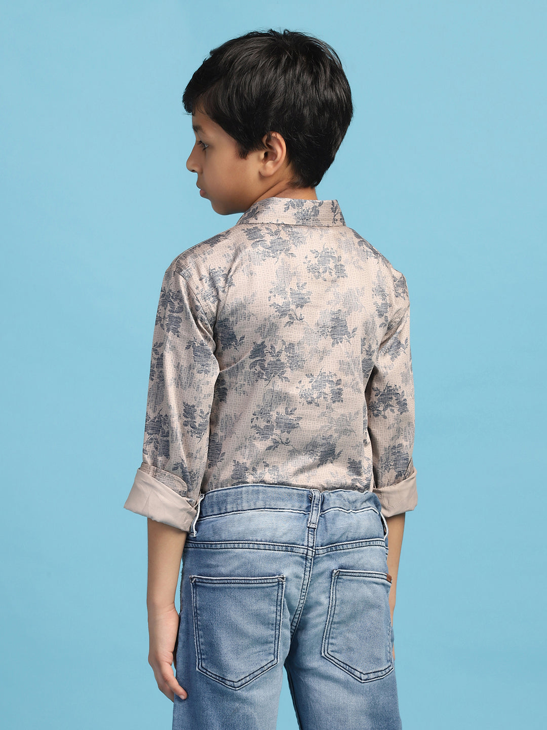 Boys Grey Printed Shirt - Tututree