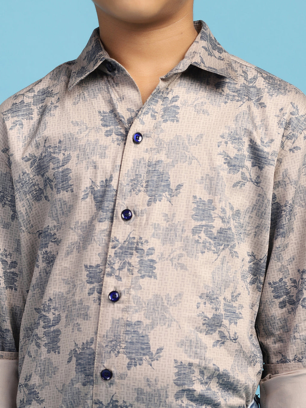 Boys Grey Printed Shirt - Tahvo India