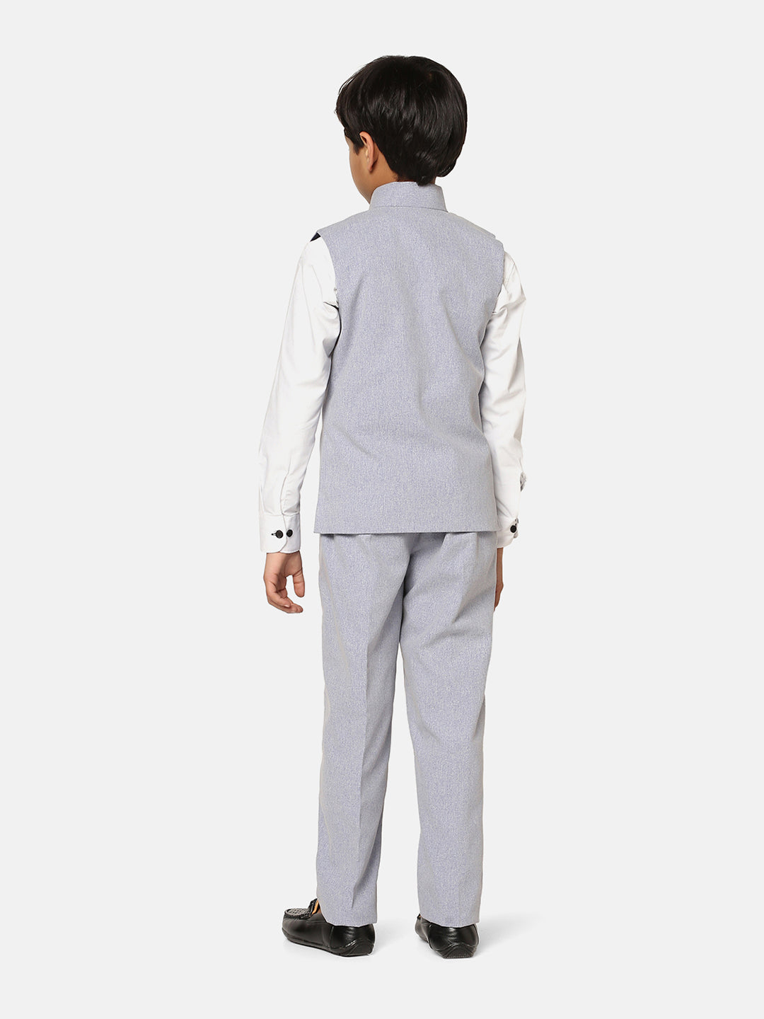 Boys Light Grey 3 Piece Waistcoat Set - Tahvo India