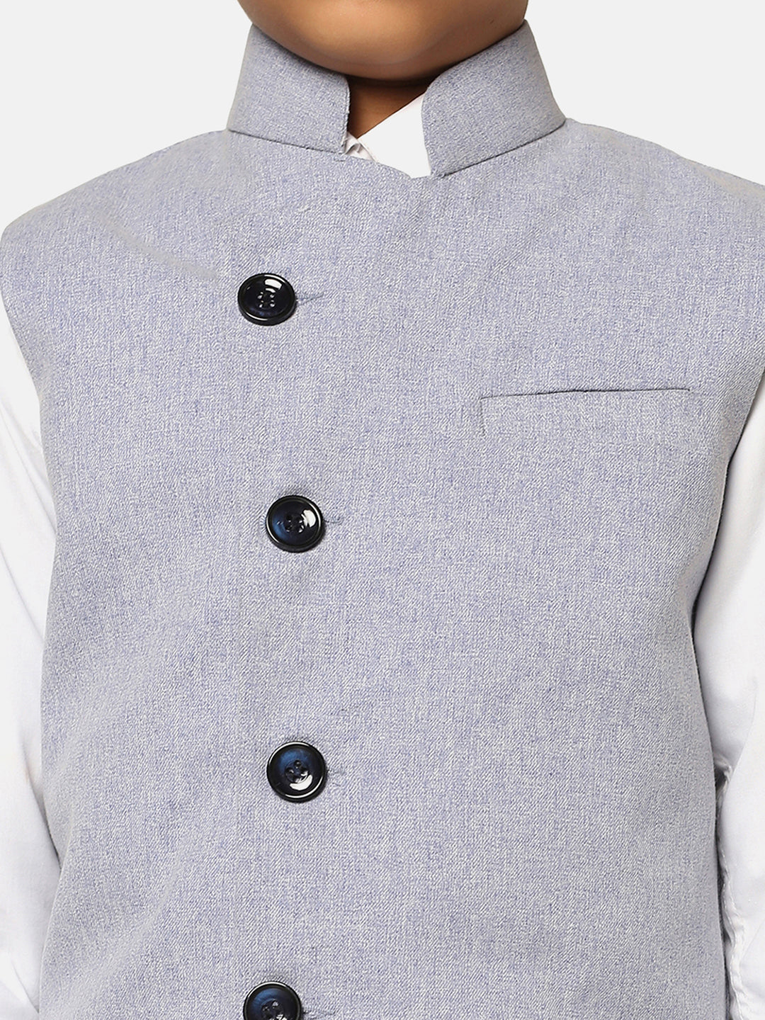 Boys Light Grey 3 Piece Waistcoat Set - Tahvo India