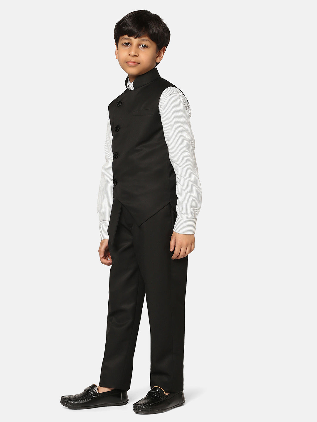 Boys Black 3 Piece Waistcoat Set - Tahvo India