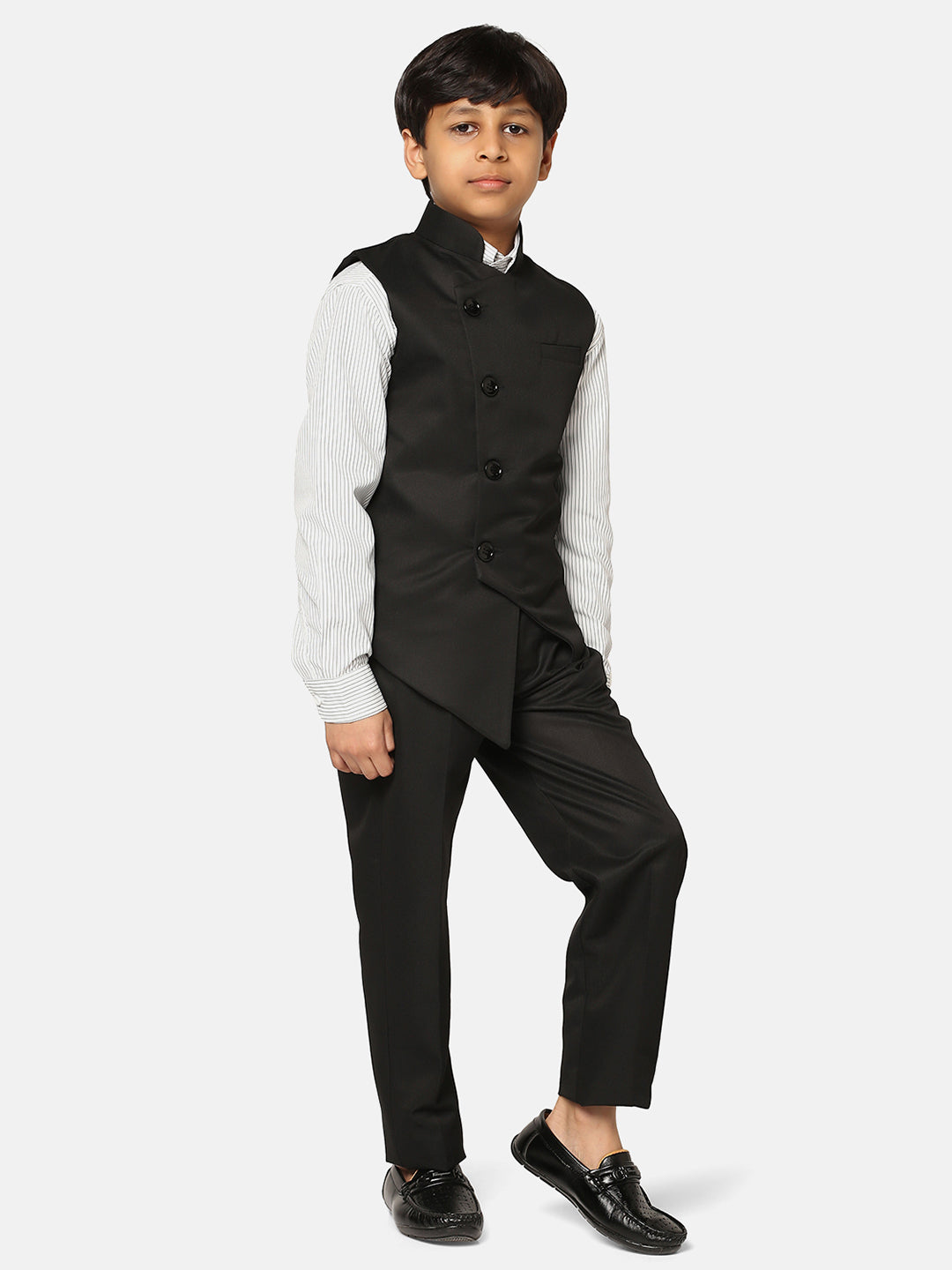 Boys Black 3 Piece Waistcoat Set - Tahvo India