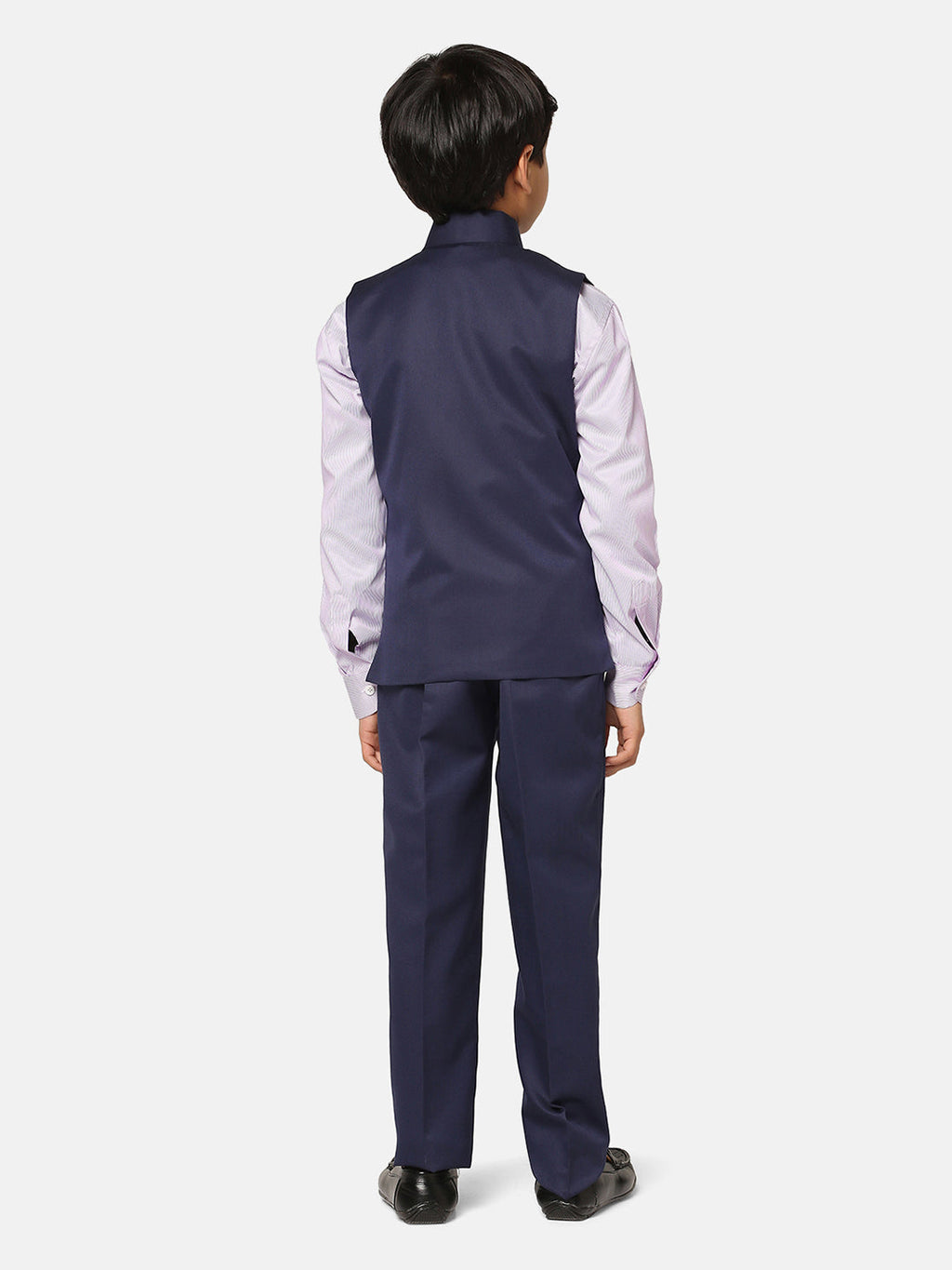 Boys Navy Blue 3 Piece Waistcoat Set - Tahvo India