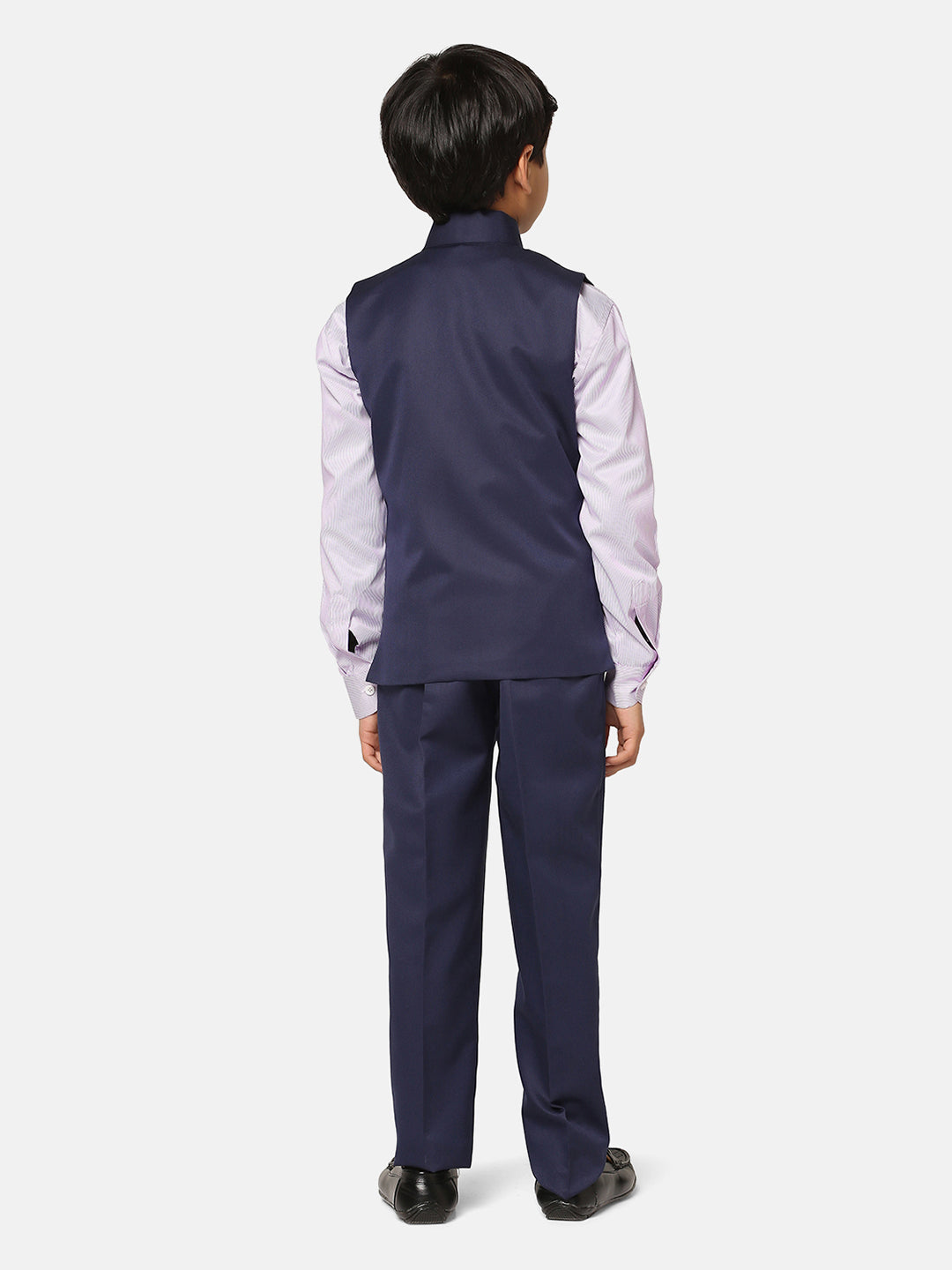 Boys Navy Blue 3 Piece Waistcoat Set - Tahvo India