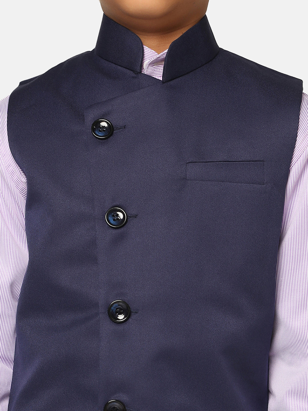 Boys Navy Blue 3 Piece Waistcoat Set - Tahvo India