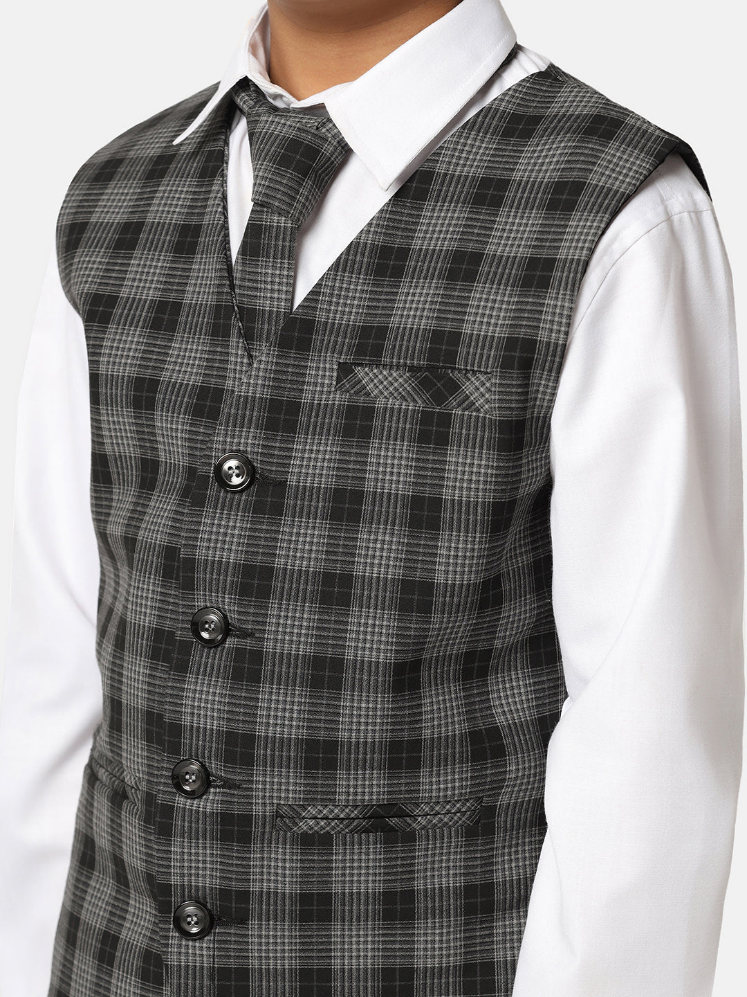 Boys Black 3 Piece Set With Tie - Tahvo India