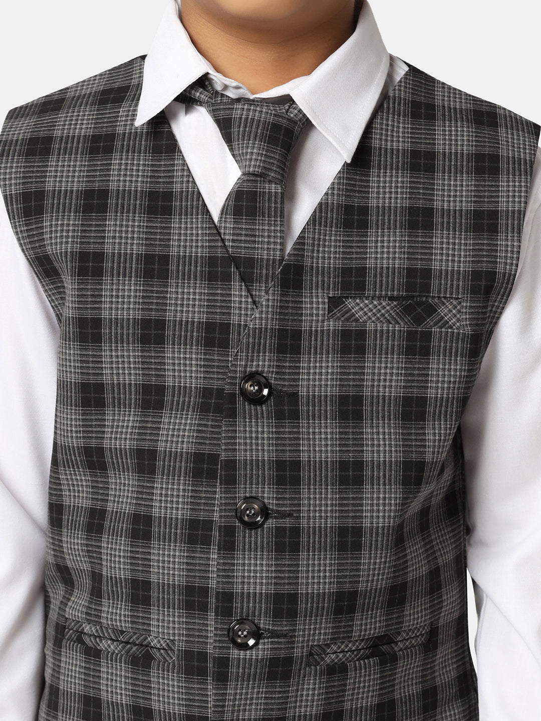 Boys Black 3 Piece Set With Tie - Tahvo India