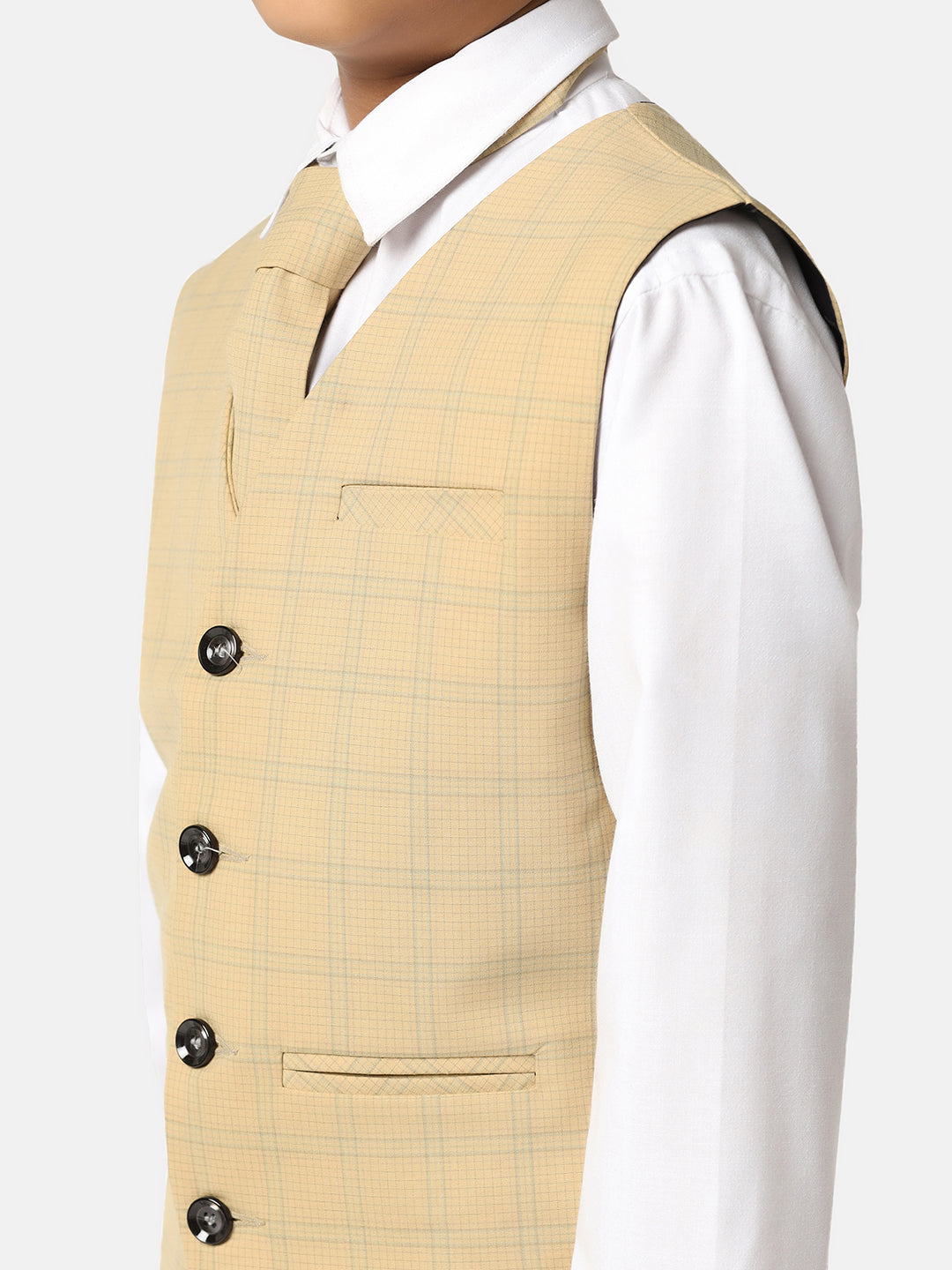 Boys Beige 3 Piece Set With Tie - Tahvo India