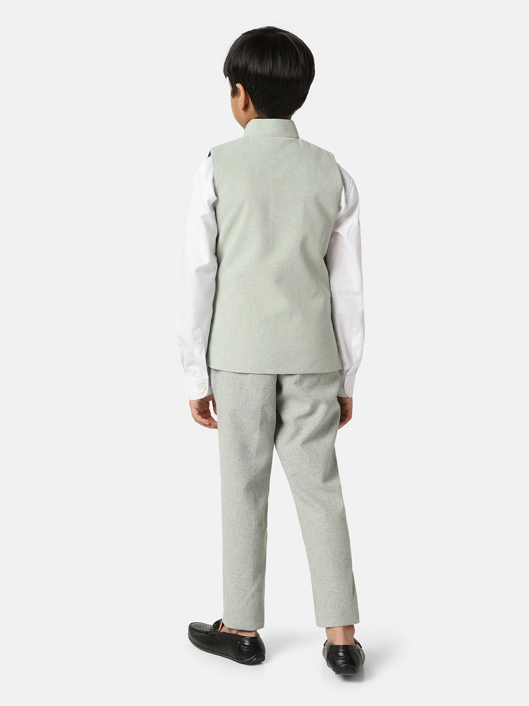 Boys Green 3 Piece Waistcoat Set - Tahvo India