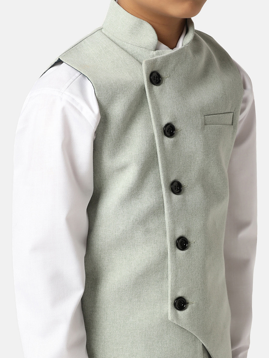 Boys Green 3 Piece Waistcoat Set - Tahvo India