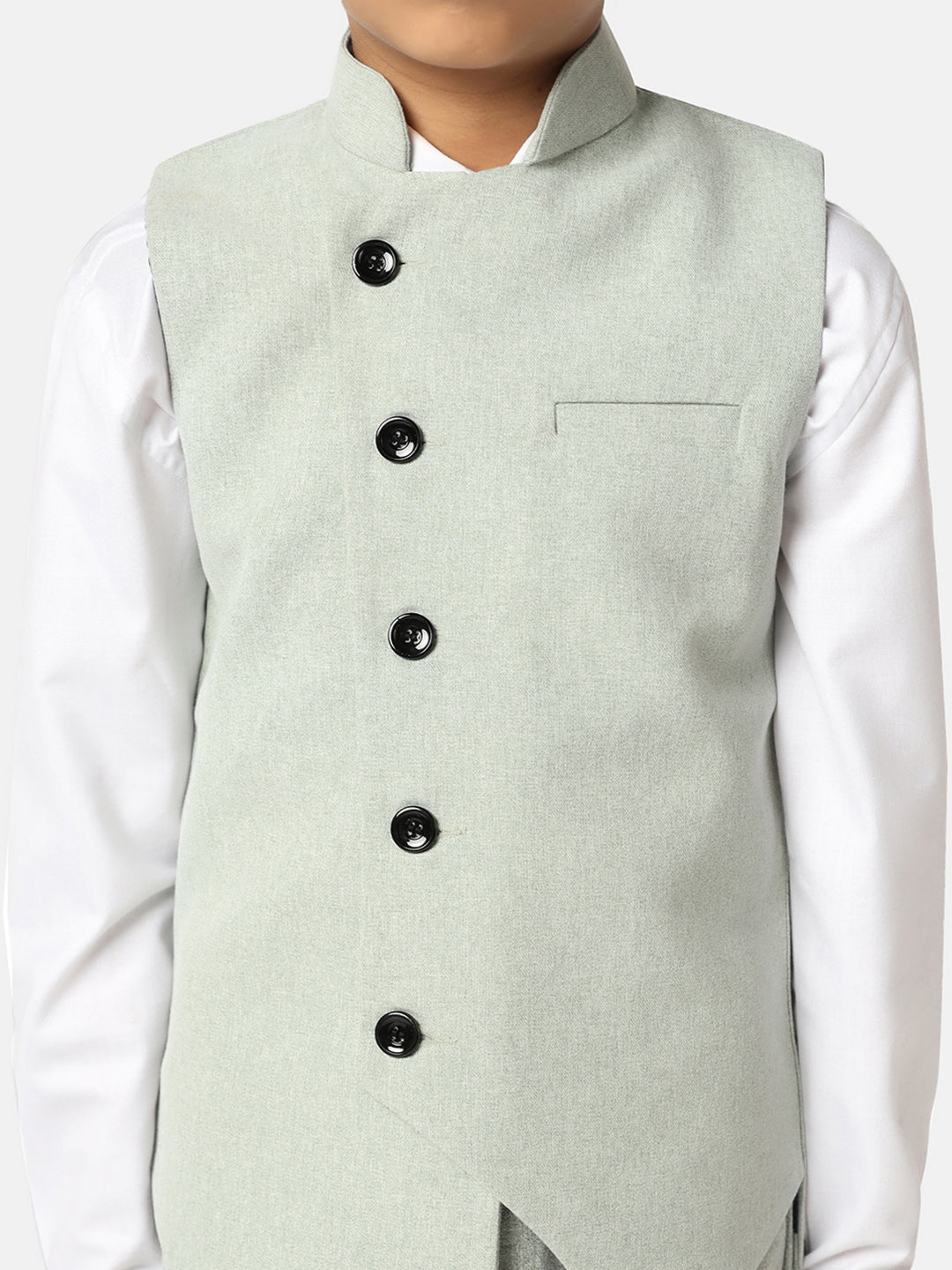 Boys Green 3 Piece Waistcoat Set - Tahvo India