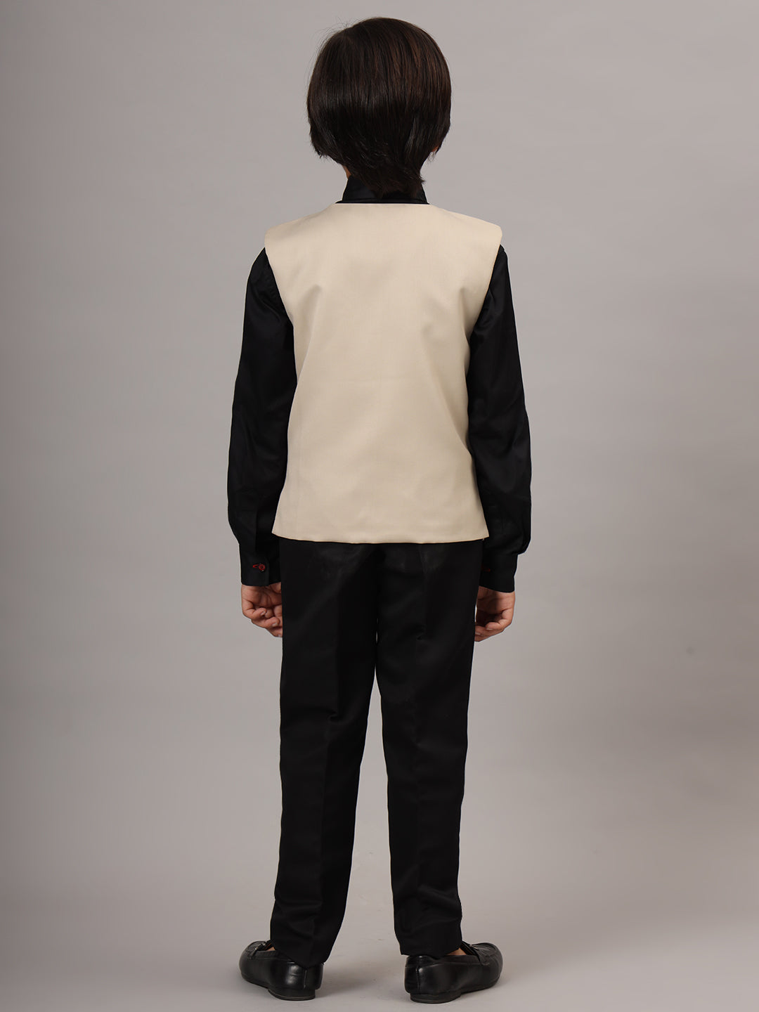 Kids Beige 3 Piece Waistcoat, Shirt And Trousers Set - Tututree