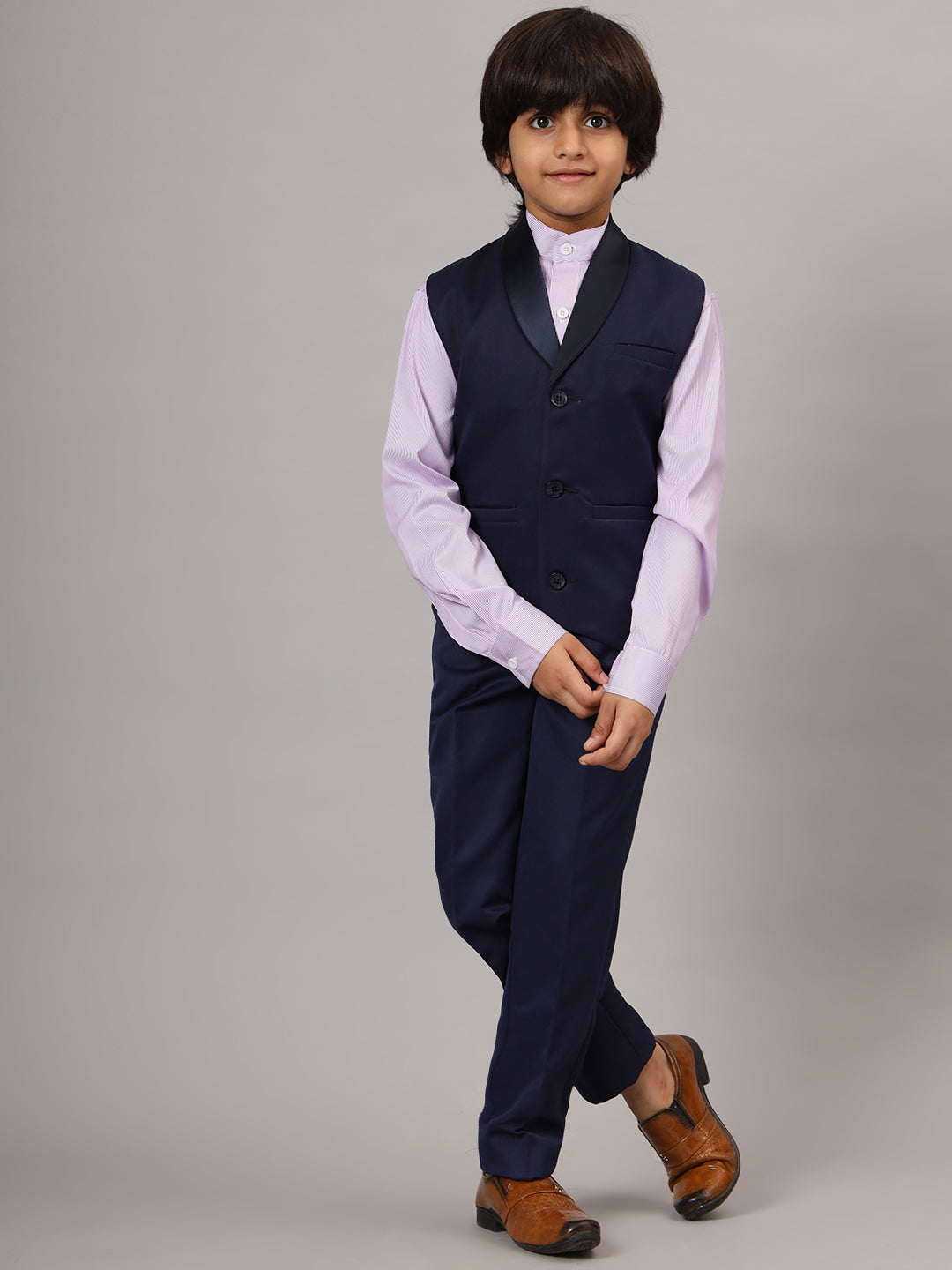 Kids Blue 3 Piece Waistcoat, Shirt And Trousers Set - Tututree