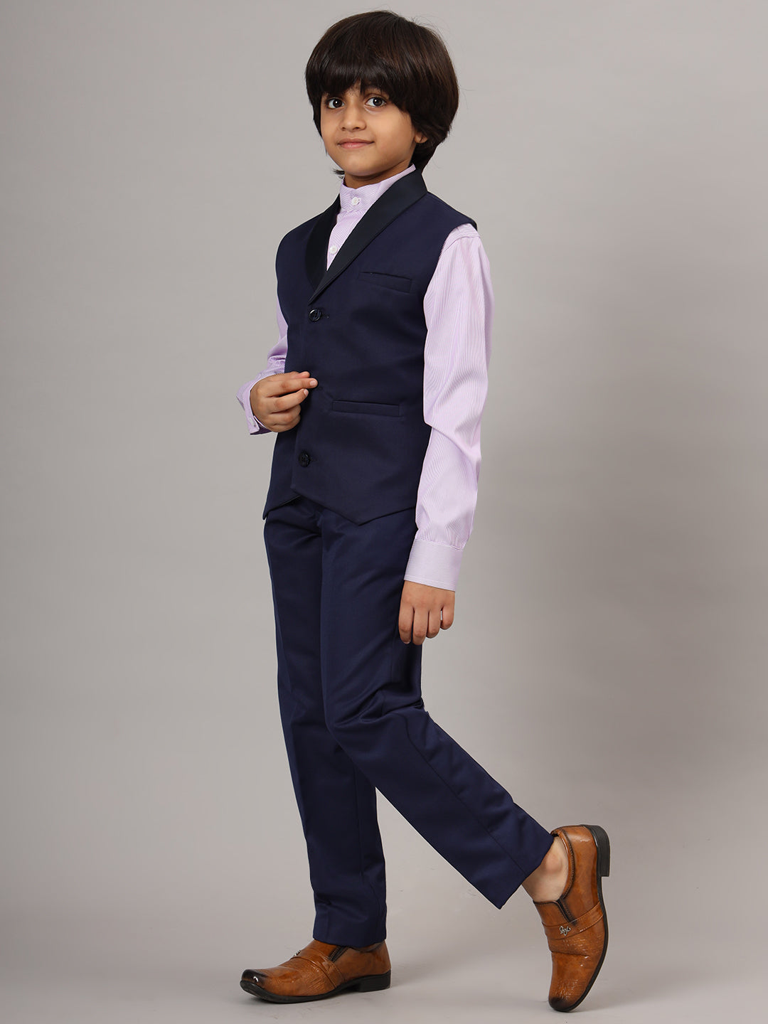 Kids Blue 3 Piece Waistcoat, Shirt And Trousers Set - Tututree