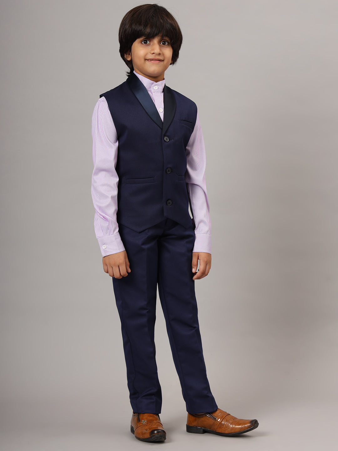 Kids Blue 3 Piece Waistcoat, Shirt And Trousers Set - Tututree