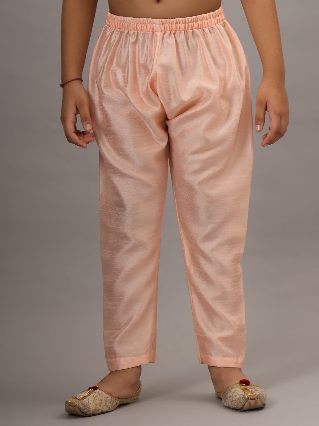 Boys Peach Kurta Set With Embroidered Nehru Jacket - Tahvo India