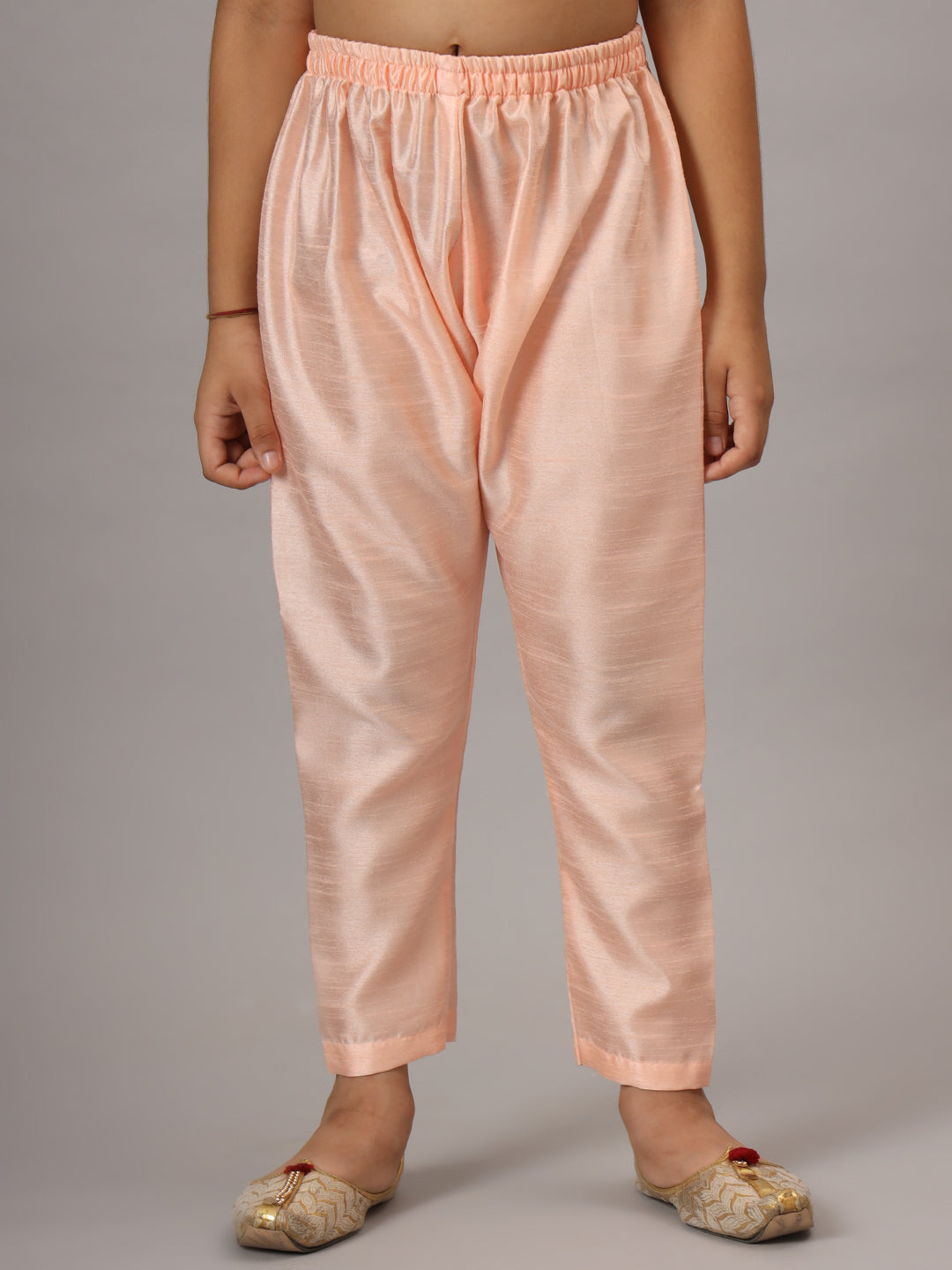 Boys Peach Kurta Set With Embroidered Nehru Jacket - Tahvo India
