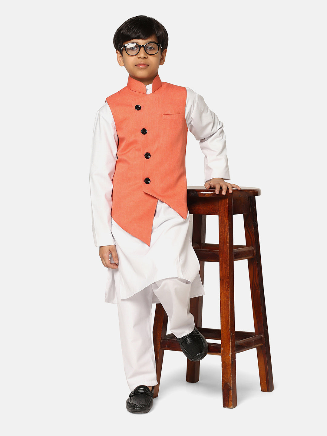 Kids Peach Nehru Jacket - Tahvo India