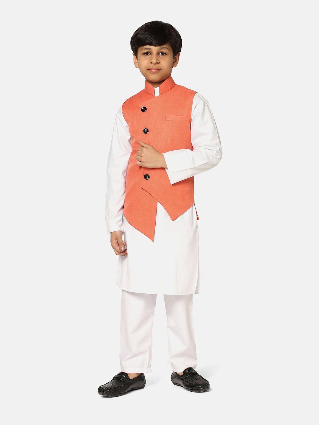 Kids Peach Nehru Jacket - Tahvo India