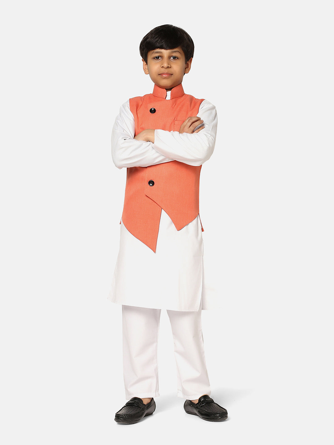 Kids Peach Nehru Jacket - Tahvo India