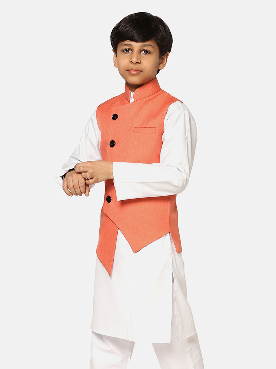 Kids Peach Nehru Jacket - Tahvo India
