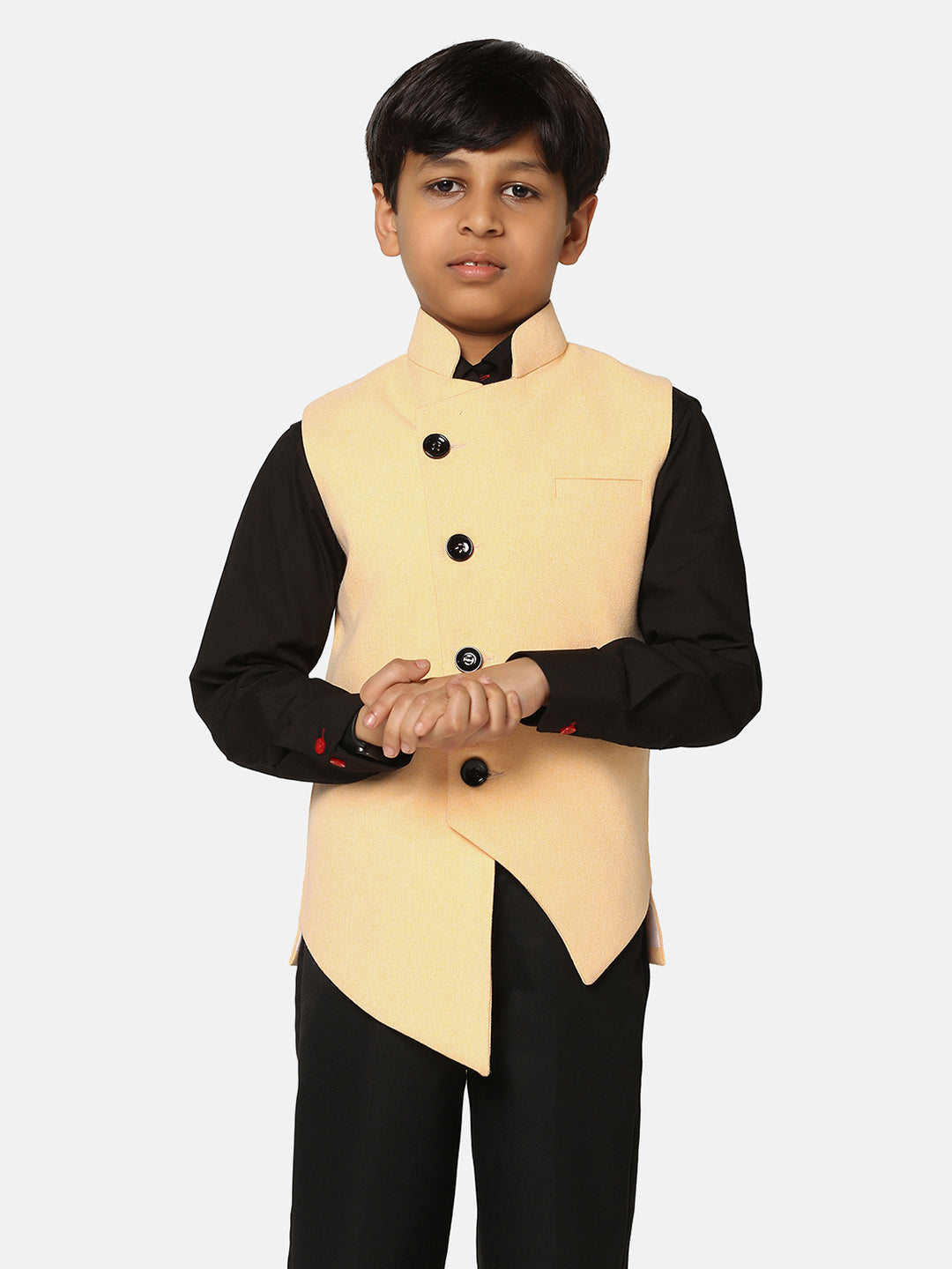 Boys Orange Suede Nehru Jacket - Tahvo India