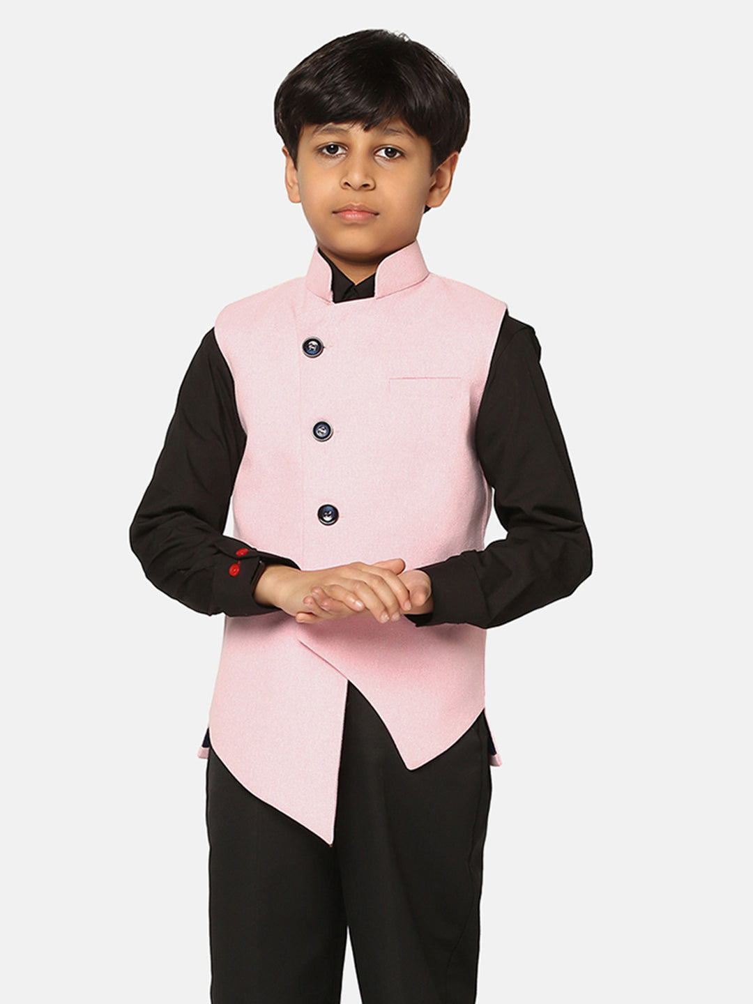 Boys Pink Nehru Jacket - Tahvo India