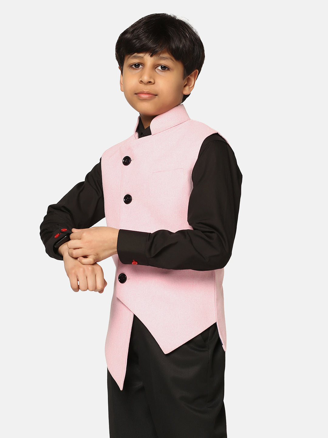 Boys Pink Nehru Jacket - Tahvo India
