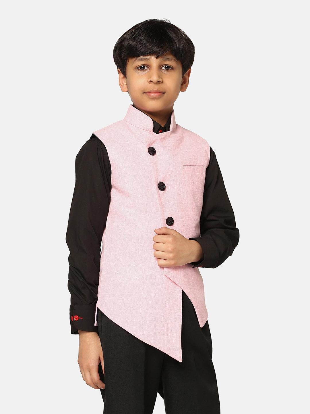 Boys Pink Nehru Jacket - Tahvo India