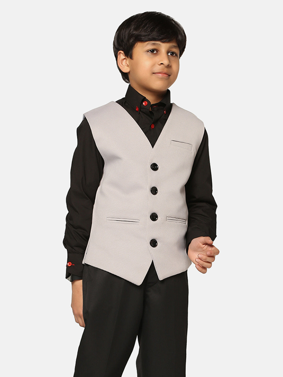 Kids Light Grey Waistcoat - Tahvo India