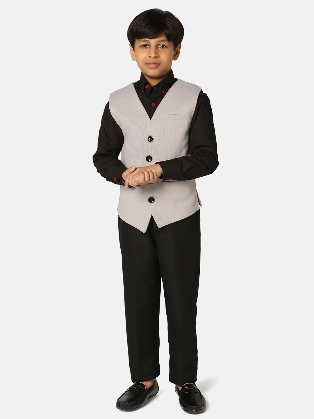 Kids Light Grey Waistcoat - Tahvo India