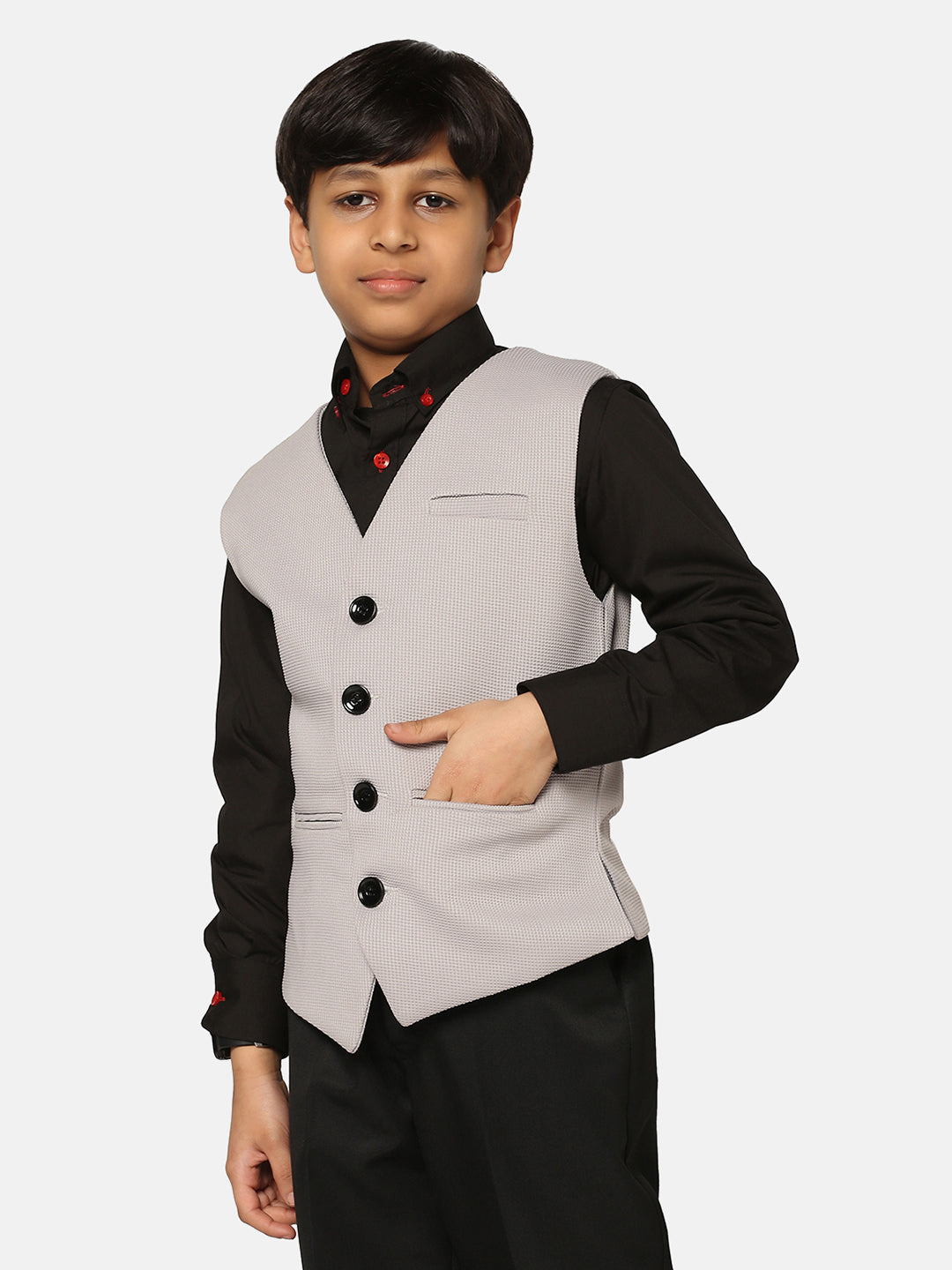 Kids Light Grey Waistcoat - Tahvo India