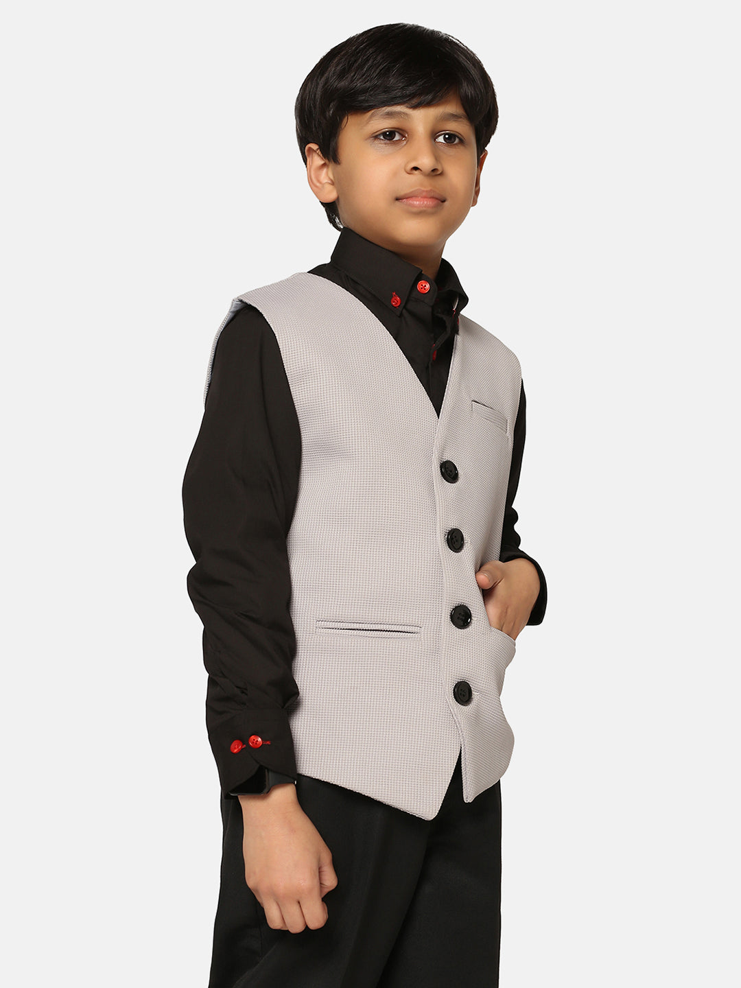 Kids Light Grey Waistcoat - Tahvo India