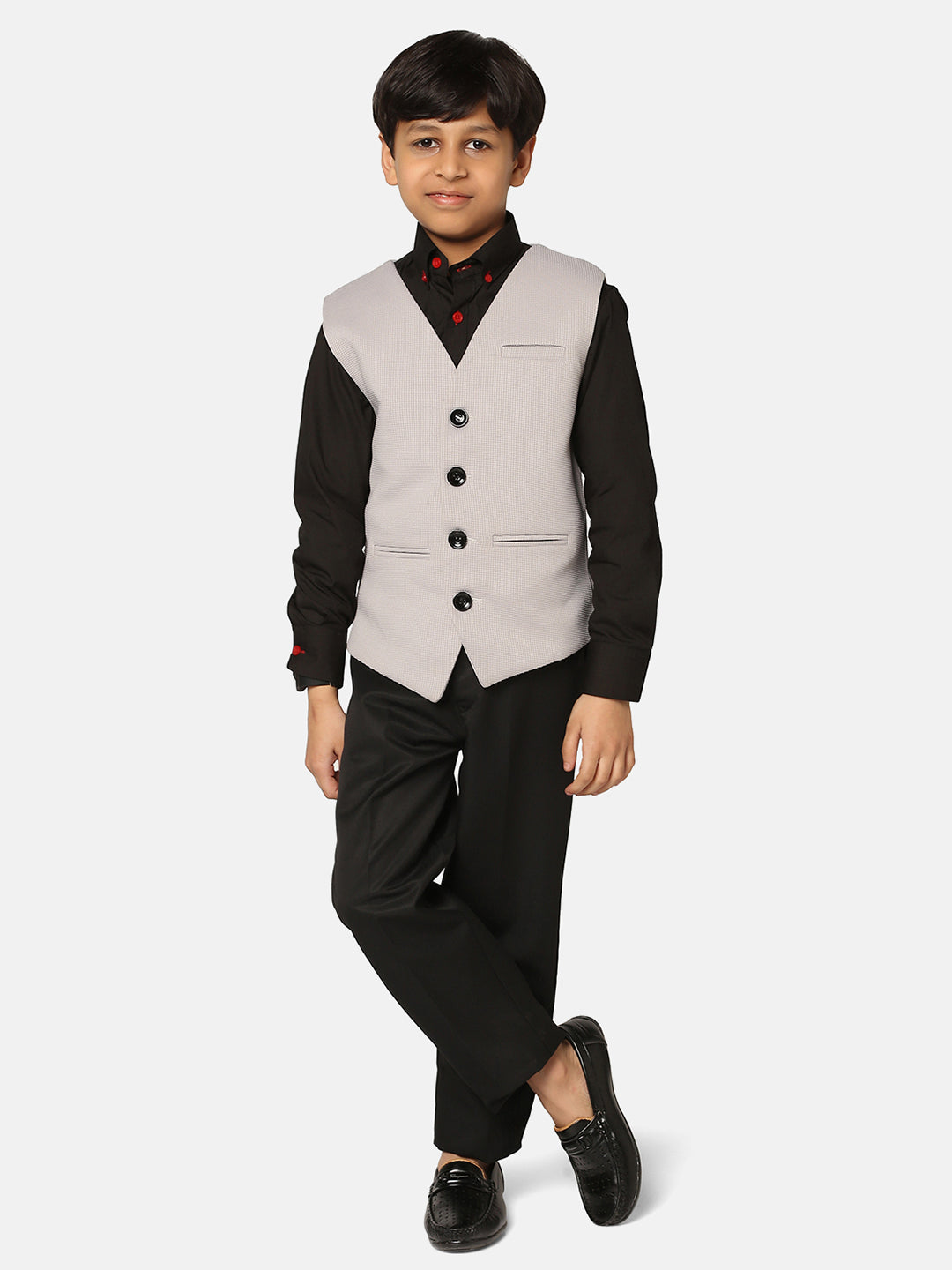Kids Light Grey Waistcoat - Tahvo India