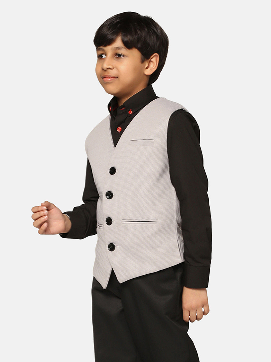 Kids Light Grey Waistcoat - Tahvo India